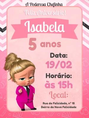 Convite Aniversário Poderosa Chefinha Editável Online