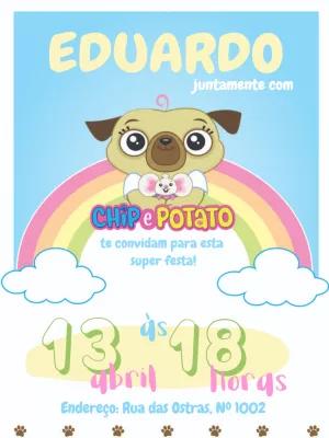 Convite Aniversário Chip e Potato para Editar Online