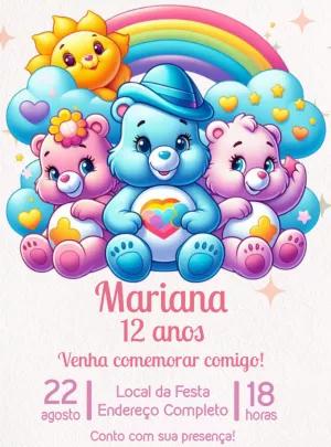 Convite de Aniversário Ursinhos Carinhosos para Editar Online
