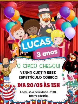 Convite de Aniversário Mundo Bita Circo para Editar Online