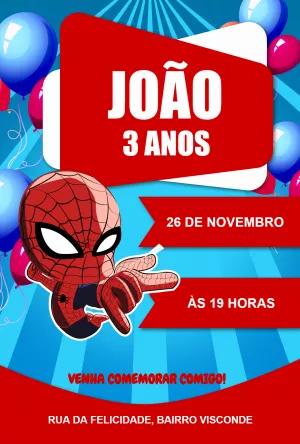 Convite Aniversário Homem-Aranha para Editar Online