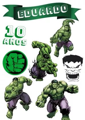Topo de Bolo Hulk para Aniversário para Editar e Imprimir