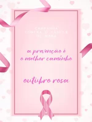 Post Editável Outubro Rosa com Laço para Editar Online