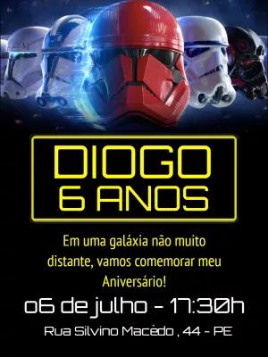 Convite de Aniversário Star Wars com Stormtroopers para Editar