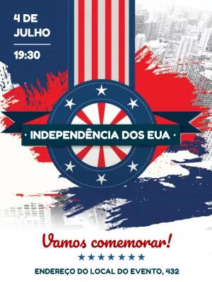 Convite Festa 4 de Julho Patriótico para Editar Online