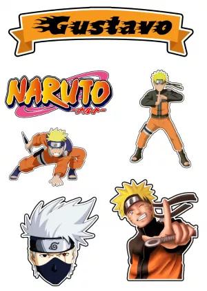 Topo de Bolo Naruto com Personagens para Editar Online