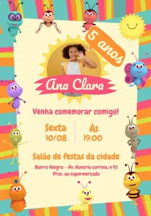 Convite Aniversário Bichikids com Foto para Editar Online
