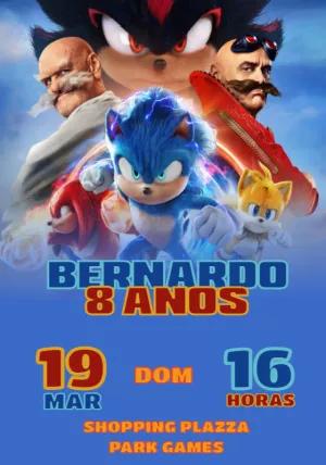 Convite de Aniversário Sonic o Filme para Editar Online