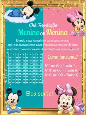 Convite Chá Revelação Mickey e Minnie Baby para Editar Online