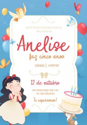 Convite Aniversário Branca de Neve para Editar Online