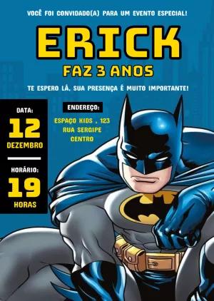 Convite de Aniversário Batman Editável Online para Imprimir