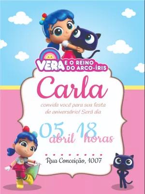 Convite Aniversário Vera e o Reino do Arco-Íris para Editar
