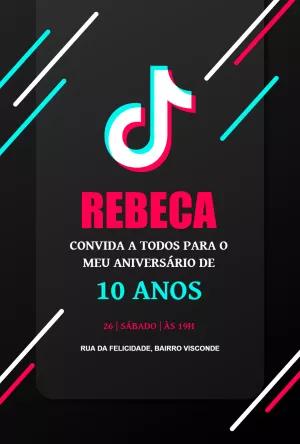 Convite de Aniversário TikTok para Editar Online e Imprimir