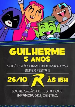 Convite de Aniversário Os Jovens Titãs para Editar Online