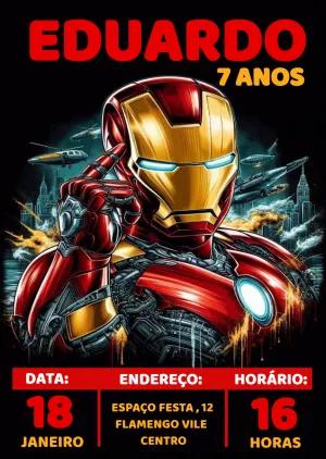 Convite de Aniversário Homem de Ferro para Editar Online