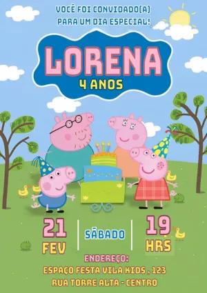 Convite de Aniversário Peppa Pig para Editar Online