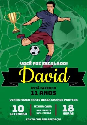 Convite de Aniversário Futebol com Jogador para Editar Online