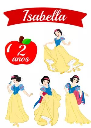 Topo de Bolo Aniversário Branca de Neve para Editar