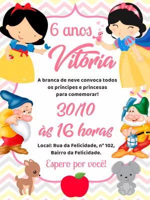 Convite Aniversário Branca de Neve para Editar Online