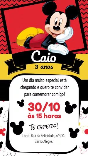 Convite de Aniversário Mickey Mouse para Editar Online