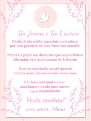 Convite de Batizado para Padrinhos Rosa Delicado para Editar
