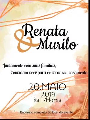 Convite de Casamento Geométrico Aquarela para Editar Online