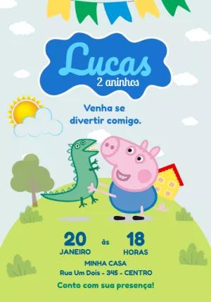 Convite Aniversário George Pig e Dinossauro para Editar Online
