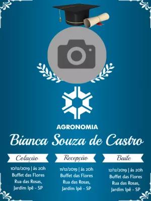 Convite de Formatura Agronomia com Foto para Editar Online