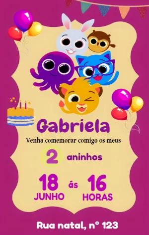 Convite de Aniversário Bolofofos para Editar Online Grátis