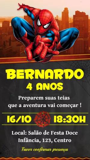 Convite de Aniversário Homem Aranha para Editar Online