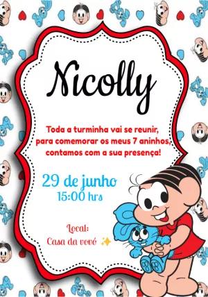 Convite de Aniversário Turma da Mônica para Editar Online