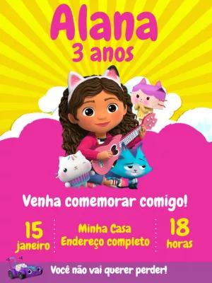 Convite Aniversário Casa Mágica da Gabby para Editar Online