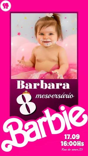 Convite Aniversário Barbie com Foto para Editar Online