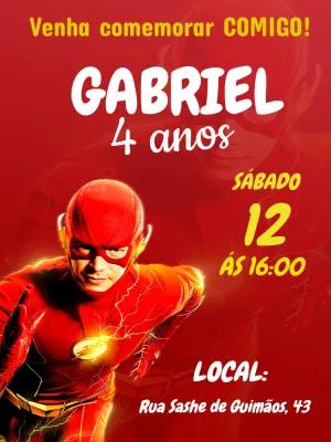 Convite de Aniversário The Flash para Editar e Imprimir