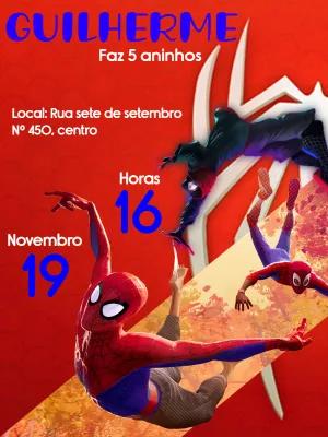 Convite Aniversário Homem Aranha Aranhaverso para Editar Online