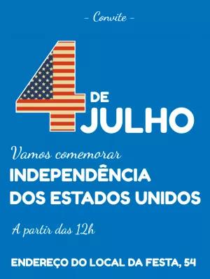 Convite 4 de Julho Independência dos EUA para Editar Online