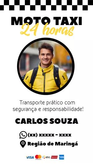 Cartão de Visita Moto Táxi Profissional para Editar Online