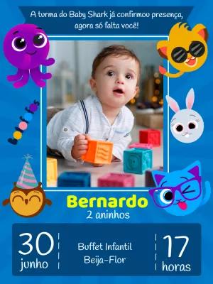 Convite de Aniversário Bolofofos com Foto para Editar Online