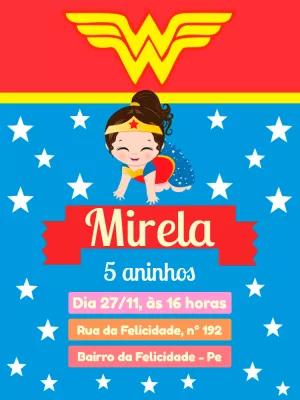 Convite Aniversário Mulher Maravilha Baby para Editar Online