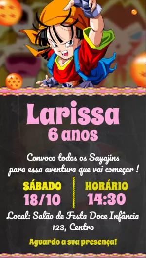 Convite Aniversário Dragon Ball com a Pan para Editar Online