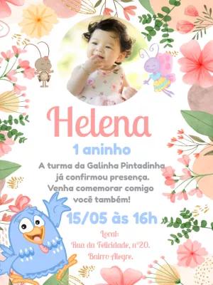 Convite Aniversário Galinha Pintadinha Candy com Foto para Editar