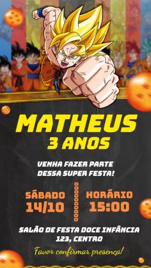 Convite de Aniversário Dragon Ball Z com Goku para Editar Online