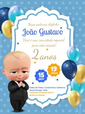 Convite Aniversário Poderoso Chefinho para Editar Online