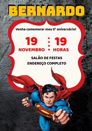 Convite Aniversário Super Homem para Editar Online