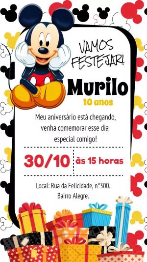 Convite de Aniversário Mickey Mouse para Editar Online