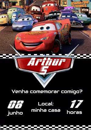 Convite de Aniversário Carros Disney para Editar Online