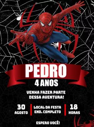 Convite Aniversário Homem Aranha para Editar Online