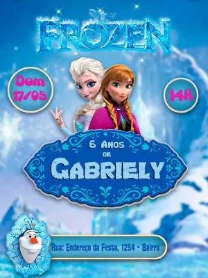 Convite Aniversário Frozen com Elsa e Anna para Editar Online