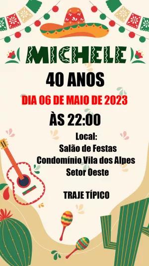 Convite de Aniversário Festa Mexicana para Editar Online