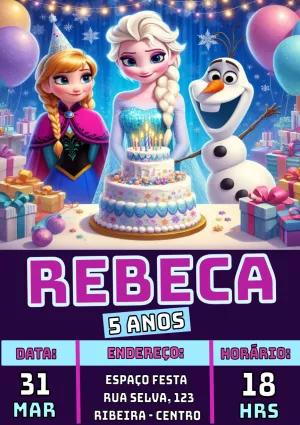 Convite de Aniversário Frozen com Elsa e Anna para Editar